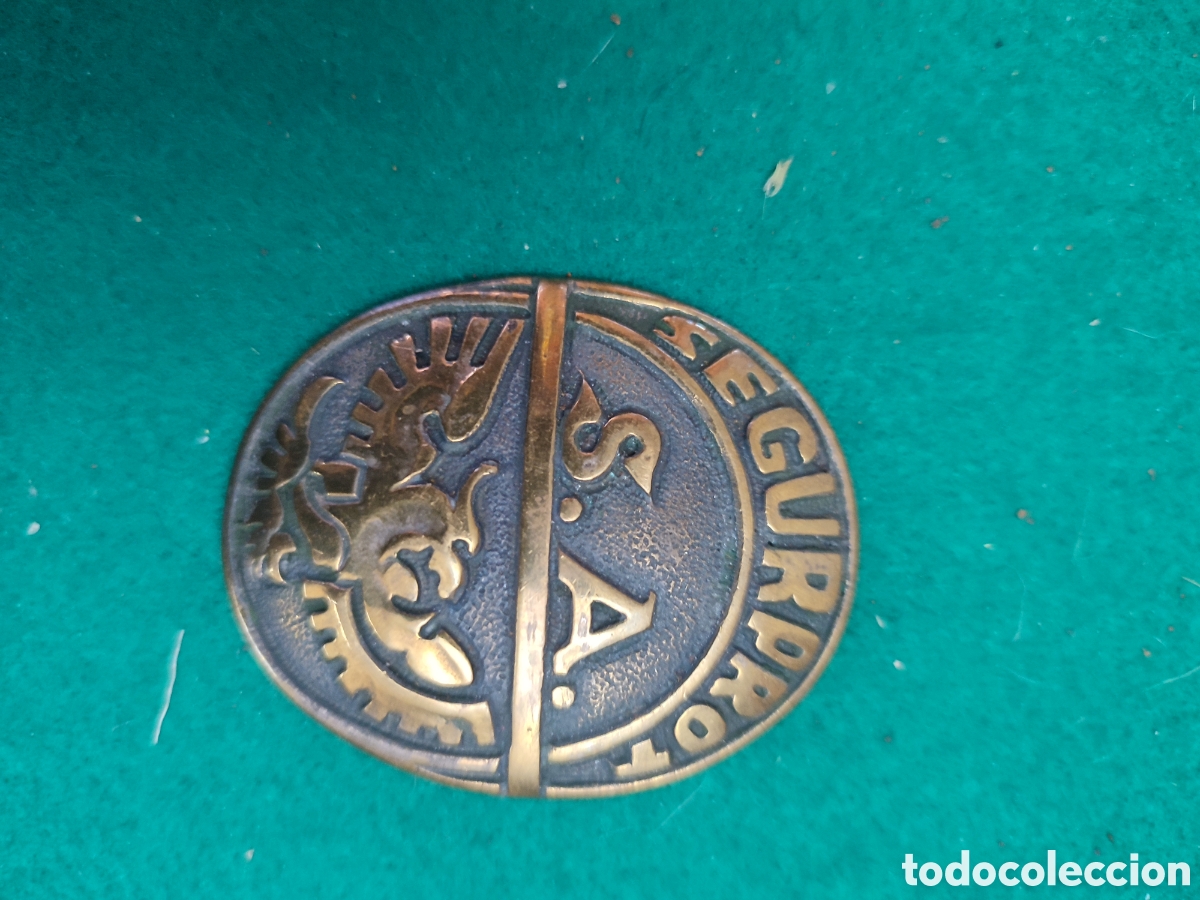 Coleccionismo: Rara placa chapa insignia seguridad SEGURPROT SA placa