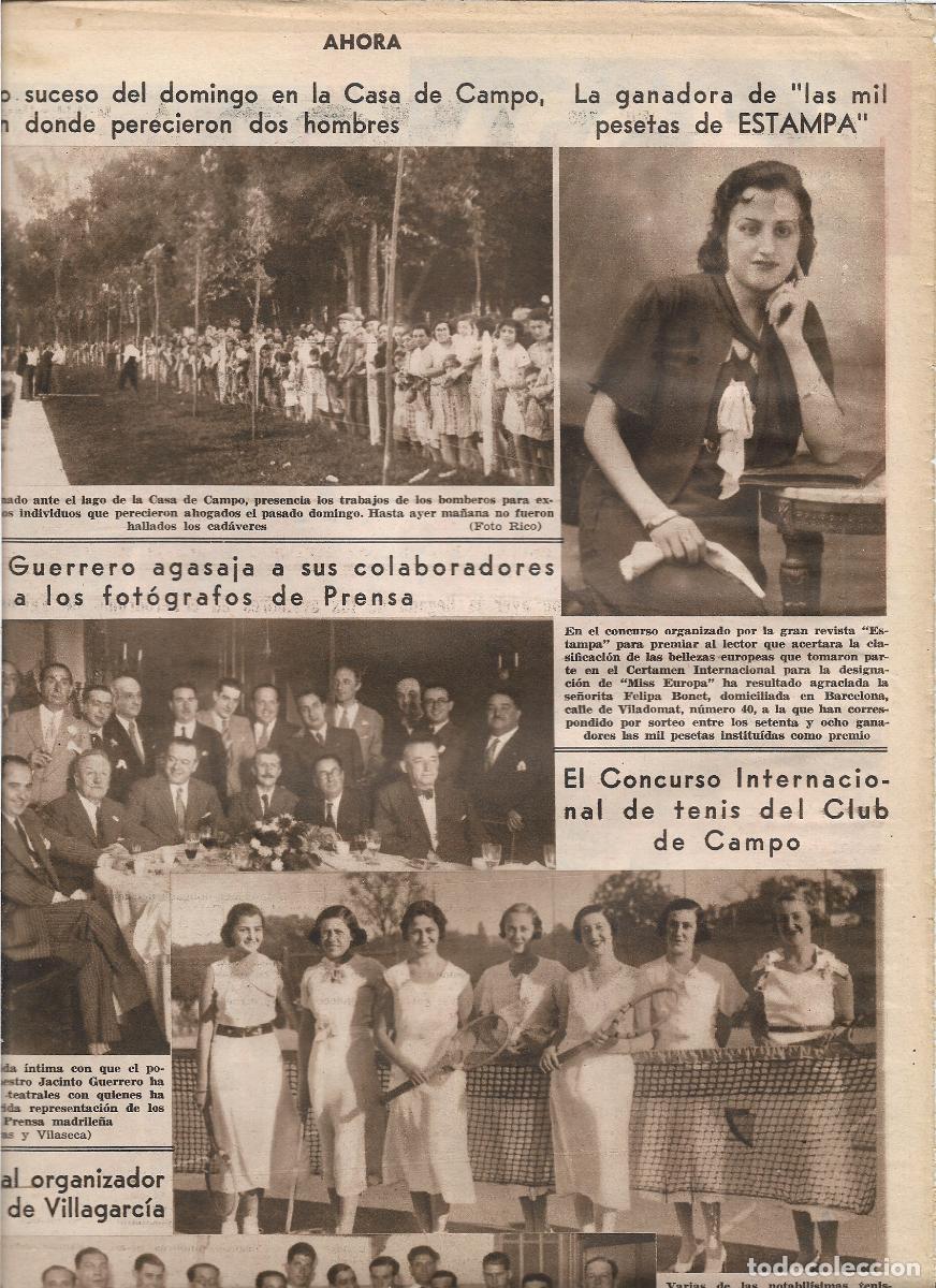 Coleccionismo: A&Ntilde;O 1933 RECORTE PRENSA FELIPA BONET GANADORA CONCURSO LAS MIL PESETAS DE ESTAMPA