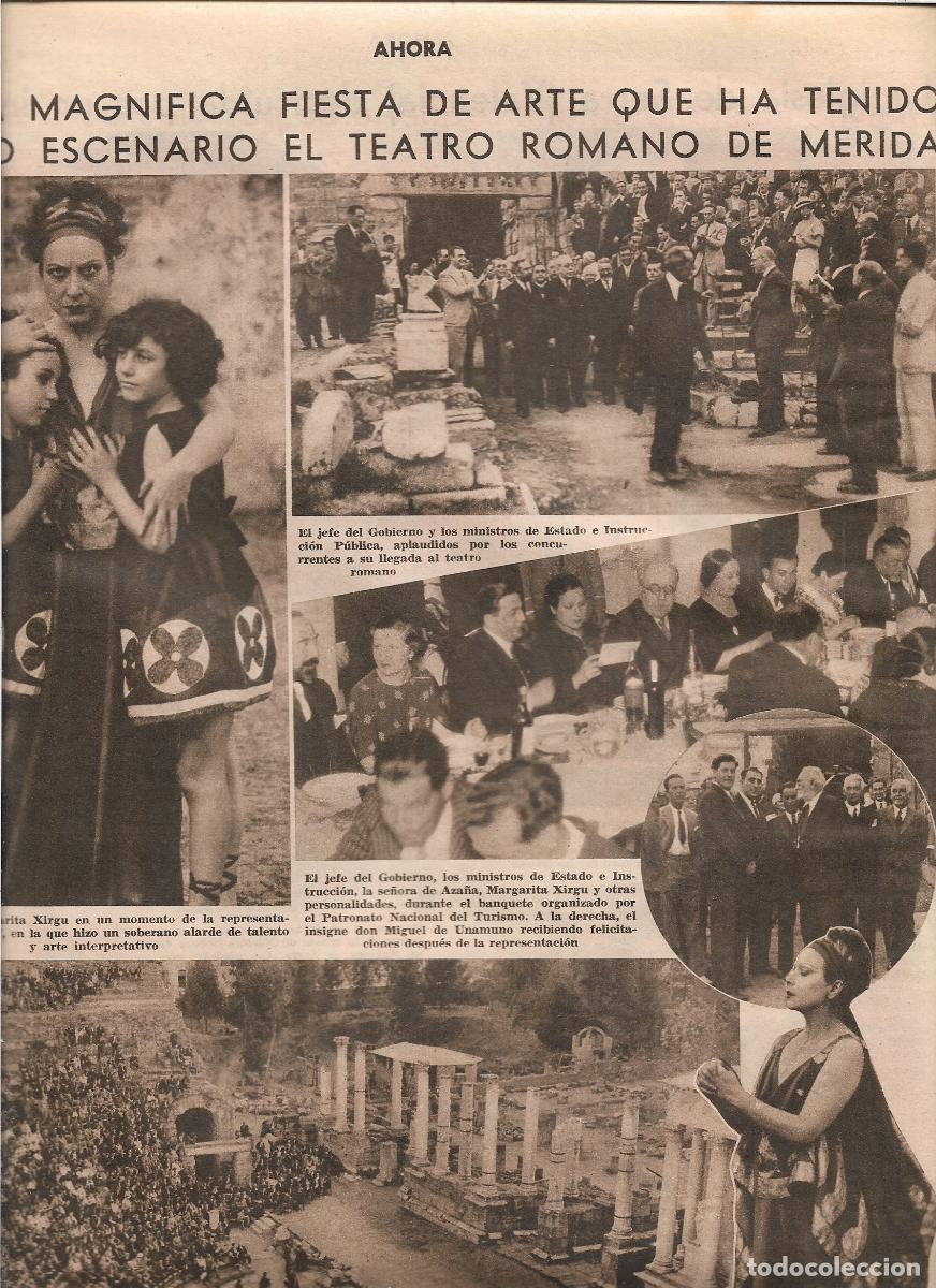 Coleccionismo: A&Ntilde;O 1933 RECORTE PRENSA FIESTA ARTE REPRESENTACION MEDEA TEATRO ROMANO DE MERIDA MARGARITA XIRGU