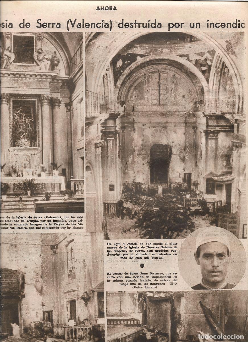 Coleccionismo: A&Ntilde;O 1933 RECORTE PRENSA INCENDIO DESTRUCCION IGLESIA DE SERRA VALENCIA