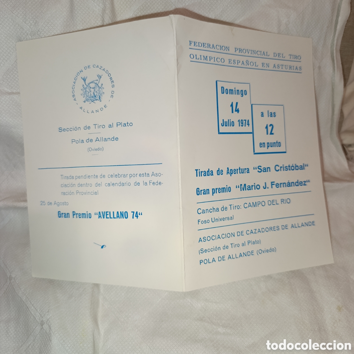 Coleccionismo: Pola Allande, Asociaci&oacute;n cazadores,programa 1974