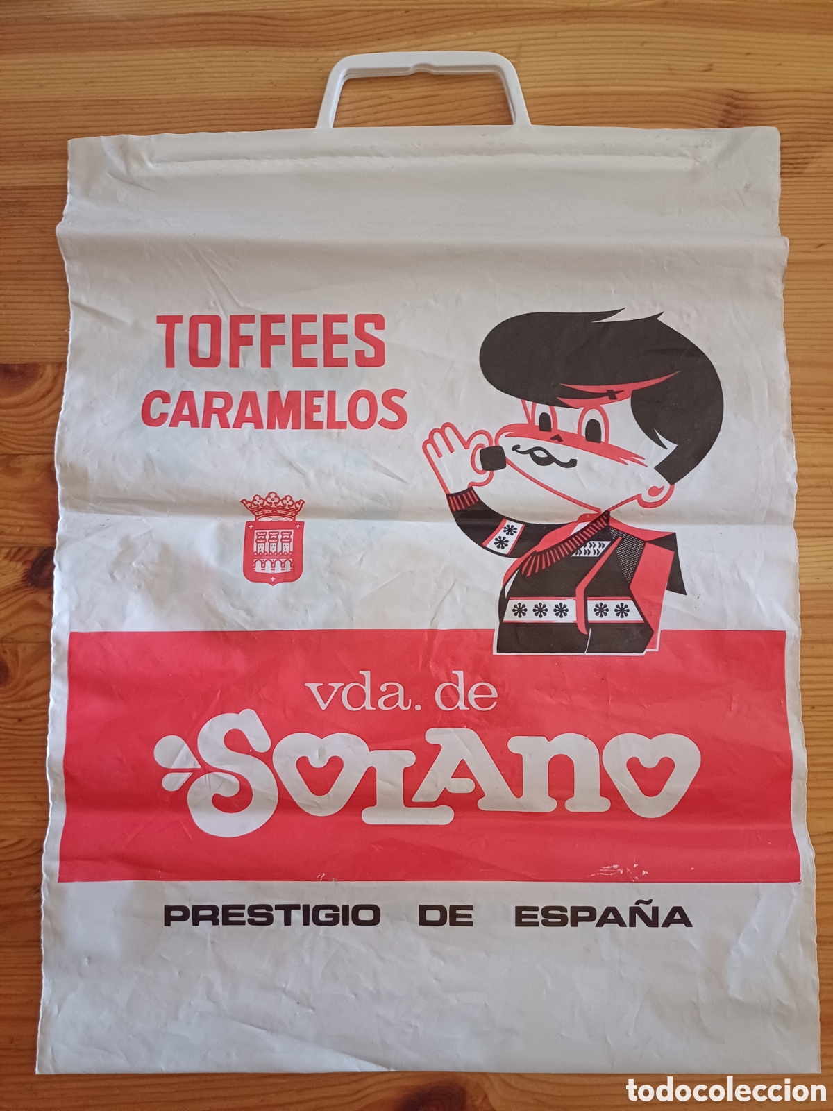 Coleccionismo: Toffees Caramelos vda de Solano Bolsa publicitaria Escudo Logro&ntilde;o La Rioja Pastillas de cafe y leche
