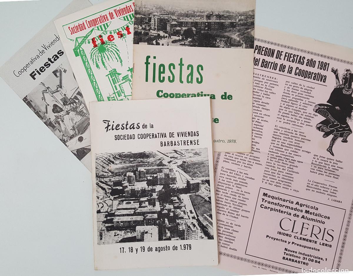 Coleccionismo: LOTE PROGRAMAS DE FIESTAS DE LA COOPERATIVA DE VIVIENDAS BARBASTRENSE, BARBASTRO, VER DESCRIPCI&Oacute;N