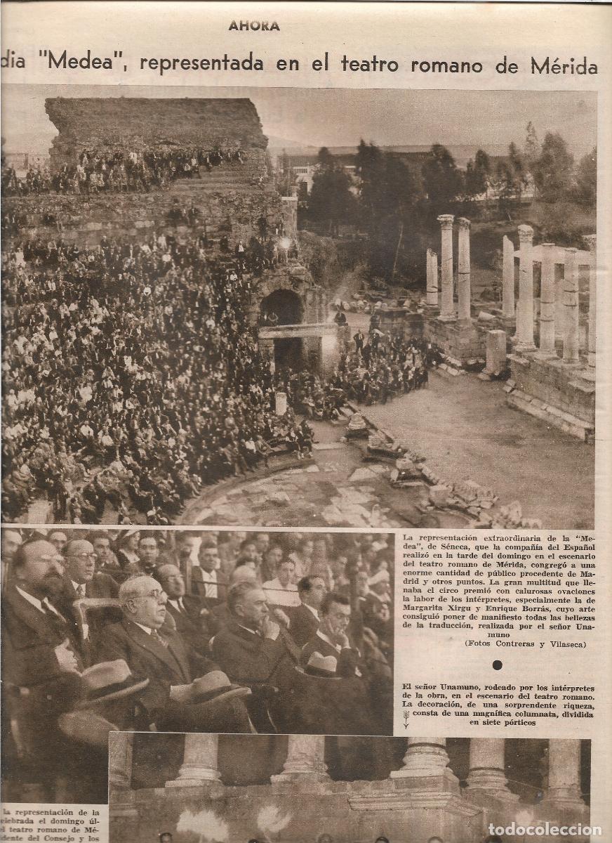 Collezionismo: A&Ntilde;O 1933 RECORTE PRENSA TEATRO MERIDA OBRA MEDEA MARGARITA XIRGU ENRIQUE BORRAS ASISTENCIA UNAMUNO