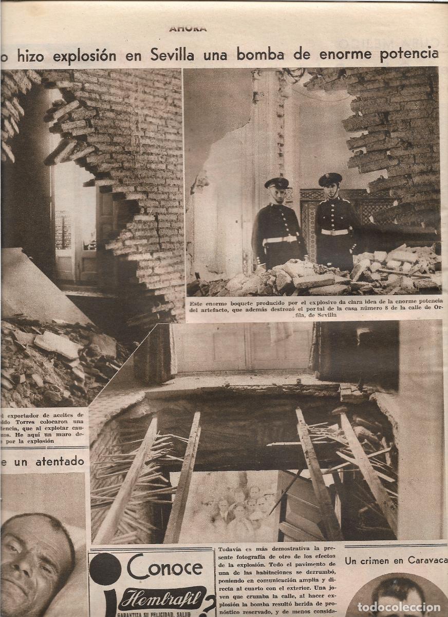 Collezionismo: A&Ntilde;O 1933 RECORTE PRENSA SEVILLA EXPLOSION BOMBA CASA EXPORTADOR ACEITE LEOPOLDO TORRES