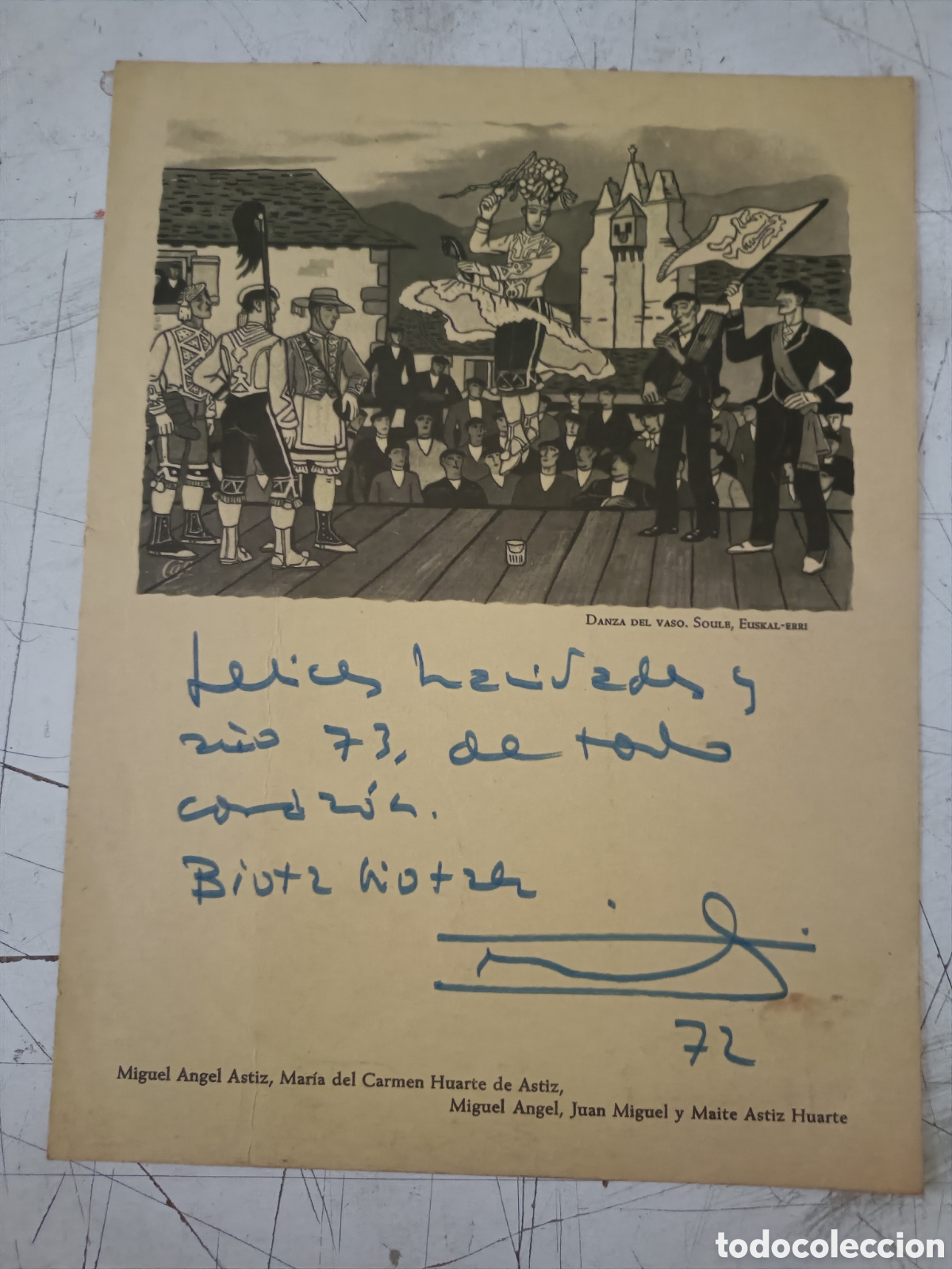Coleccionismo: Lamina vasca dedicada y firmada.