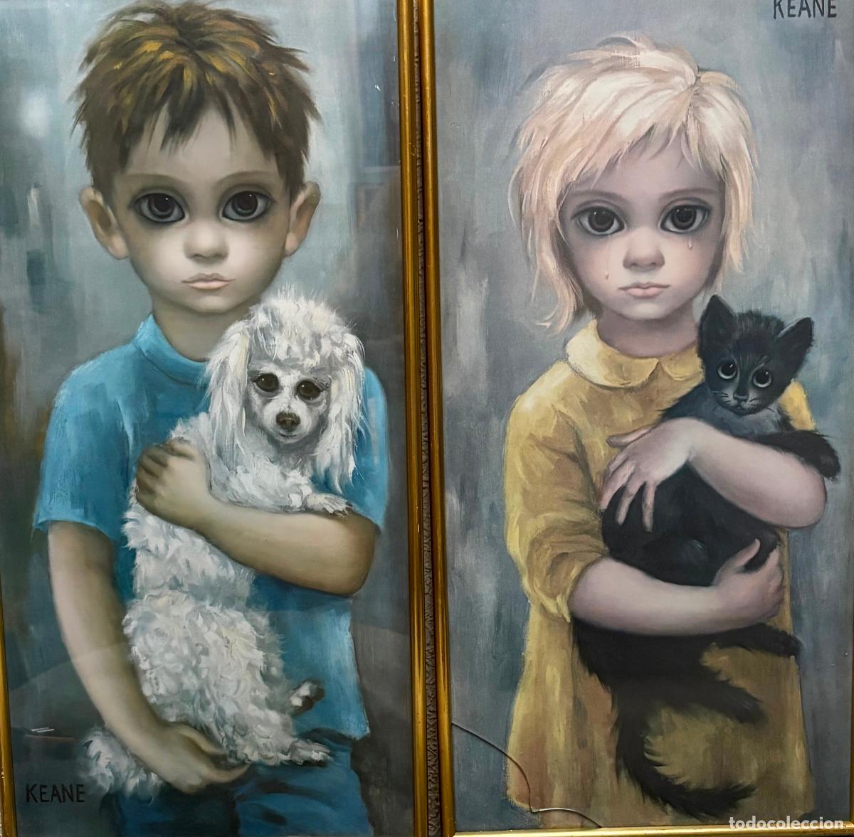 Coleccionismo: Pareja de l&aacute;minas enmarcadas de ni&ntilde;os de ojos grandes de Keane