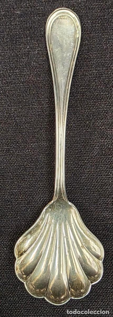 Coleccionismo: Cucharilla Antigua Plateada con Forma de Concha 12 cm Estilo Cl&aacute;sico Vintage