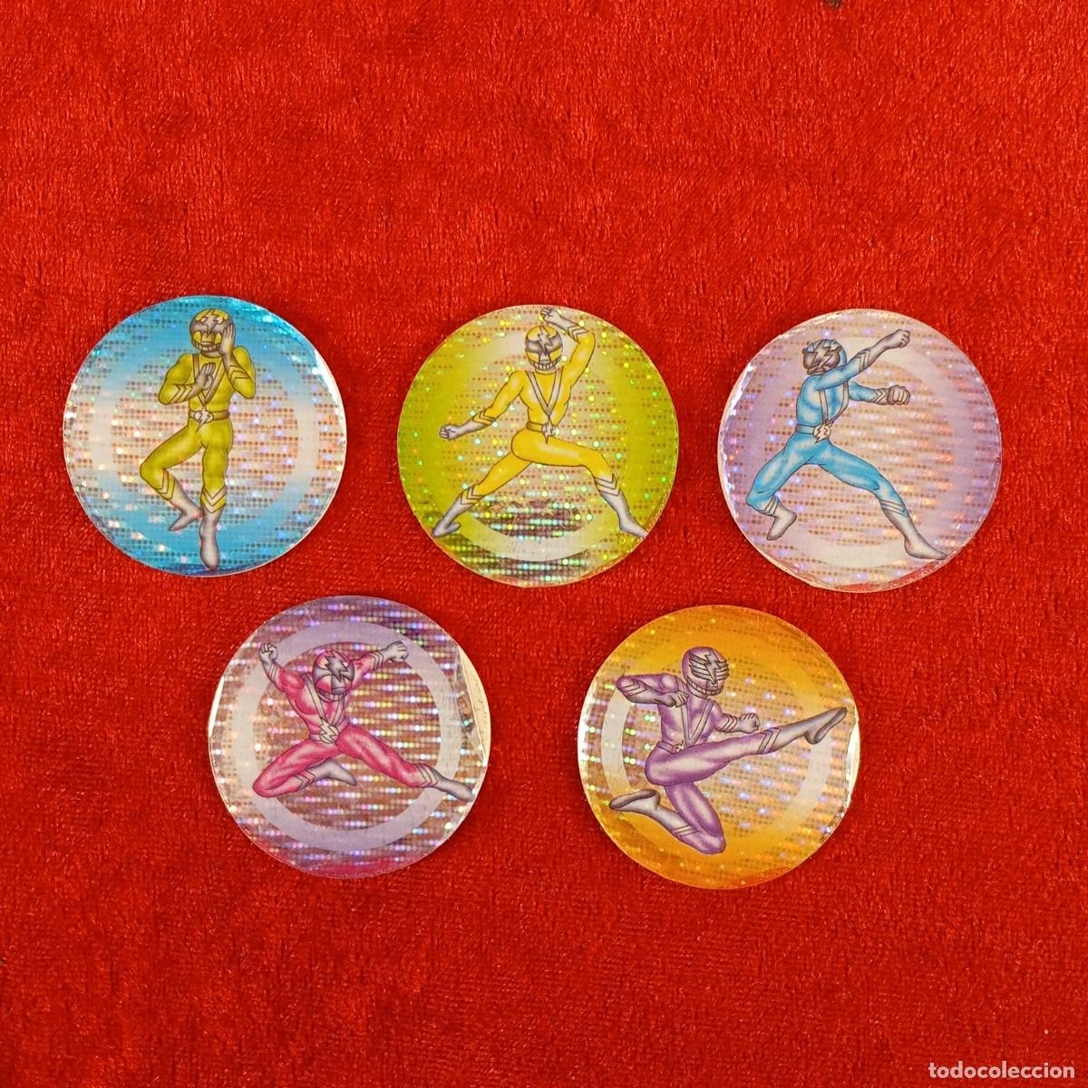 Coleccionismo: LOTE 5 TAZOS - POWER RANGERS - METALIZADOS - POWER CAPS - POGS - 40 MM DIAMETRO / 5478