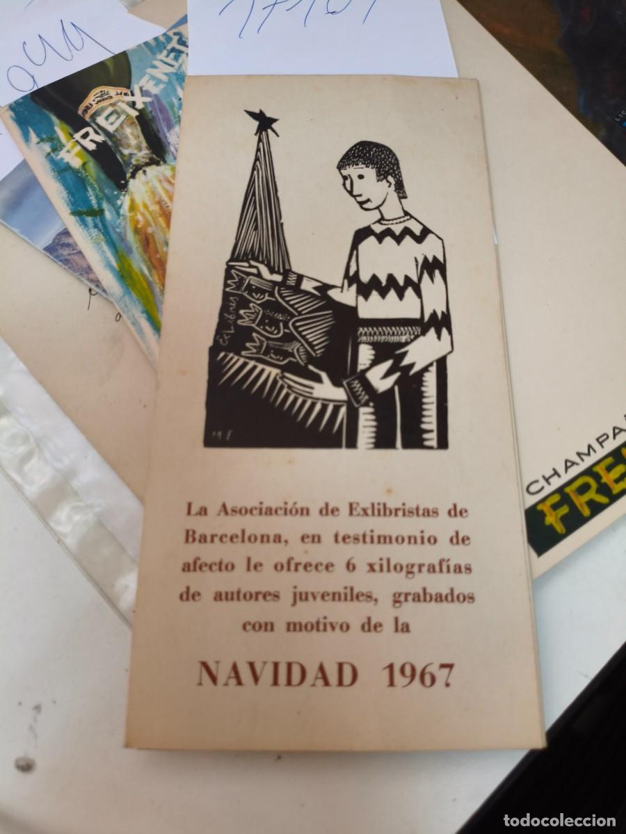 Coleccionismo: Asociacion de exlibristas felicita navidad 1967 y ofrece 6 xilografias de autores jovenes