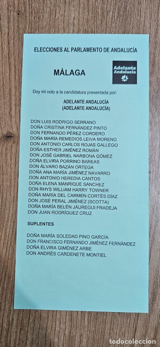 Coleccionismo: 17 PAPELETAS DE LAS ELECCIONES AL PARLAMENTO DE ANDALUC&Iacute;A. A&Ntilde;O 2026. TODOS LOS PARTIDOS POL&Iacute;TICOS