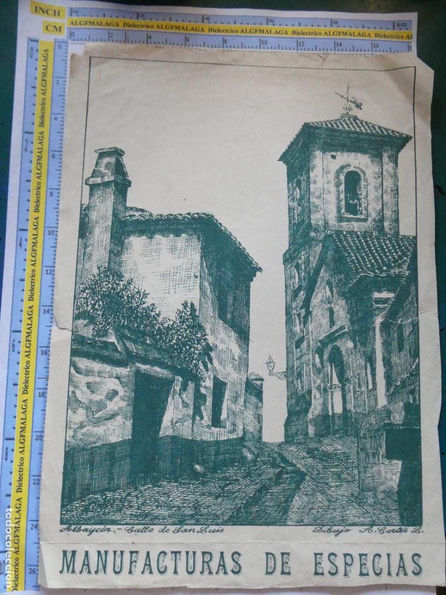 Colecionismo: L&Aacute;MINA ANTIGUA DIBUJO A PLUMILLA. GRANADA ALBAYCINCALLE DE SAN LUIS. A. CORT&Eacute;S L.
