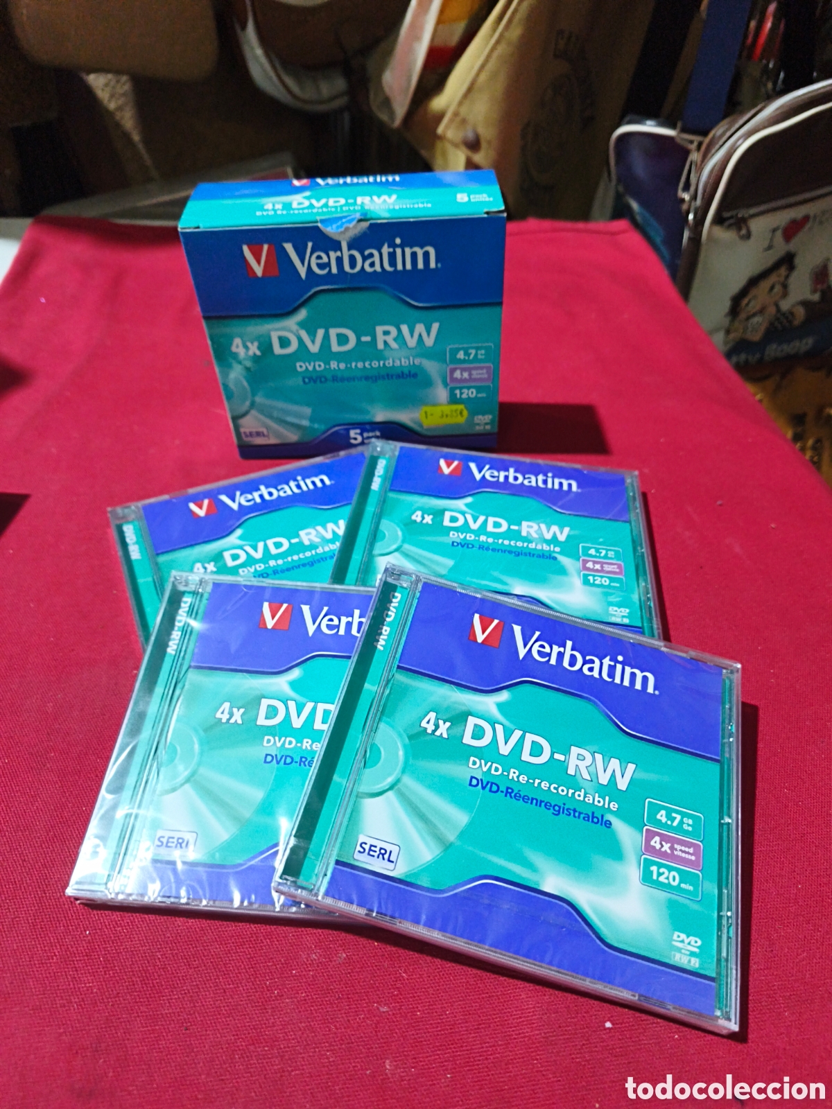 Coleccionismo: Caja con 4 unidades 4X DVD RW REGRAGABLE VERBATIM