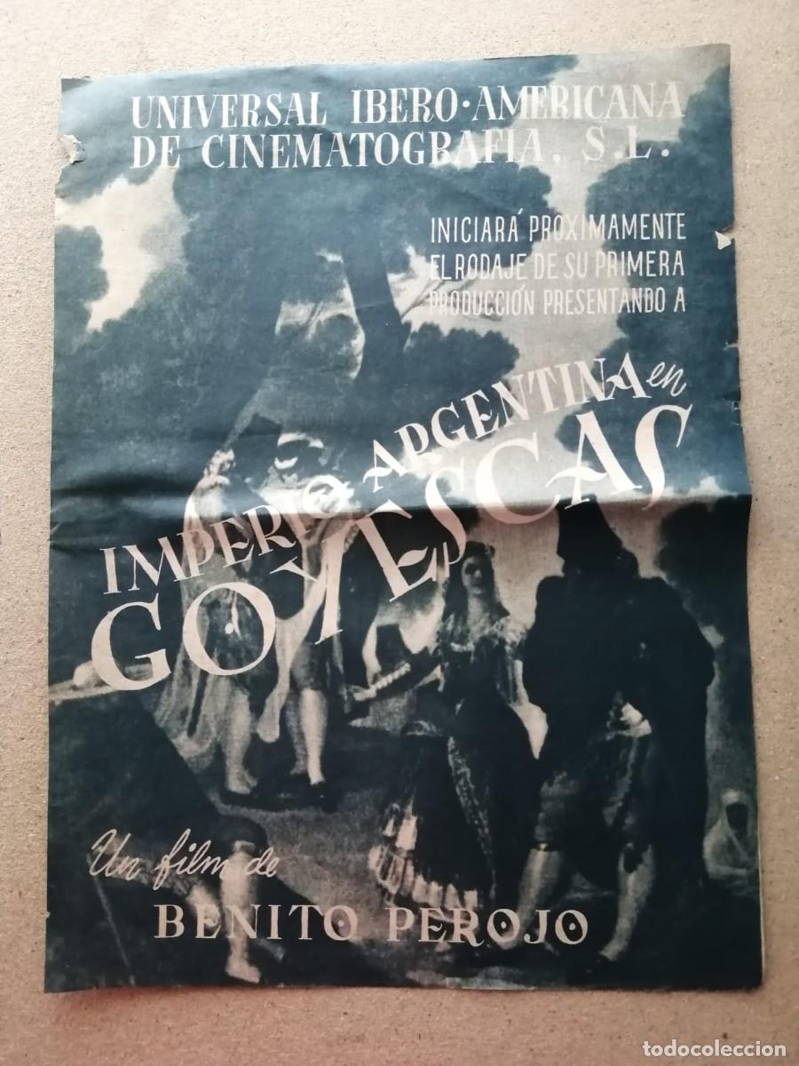 Collectionnisme: ANUNCIO PRENSA PELICULA. GOYESCAS (IMPERIO ARGENTINA)
