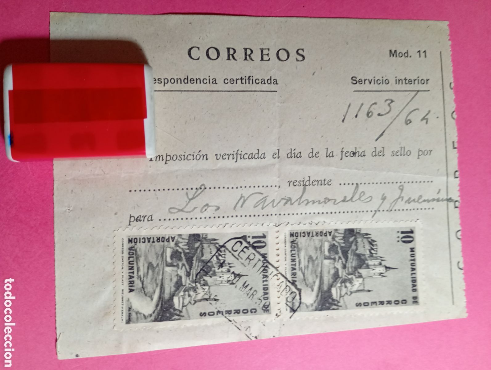 Sammelleidenschaft Papier: CORREOS 1950 RESGUARDO CORRESPONDENCIA CERTIFICADA SELLOS MUTUALIDAD CORREOS APORTACI&Oacute;N VOLUNTARIA