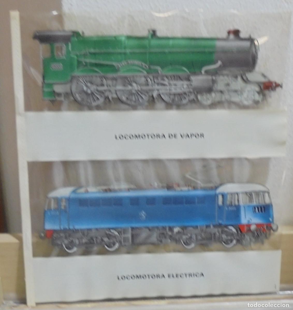 Coleccionismo: L&aacute;mina de locomotora de vapor / locomotora electrica, 23x25 cm