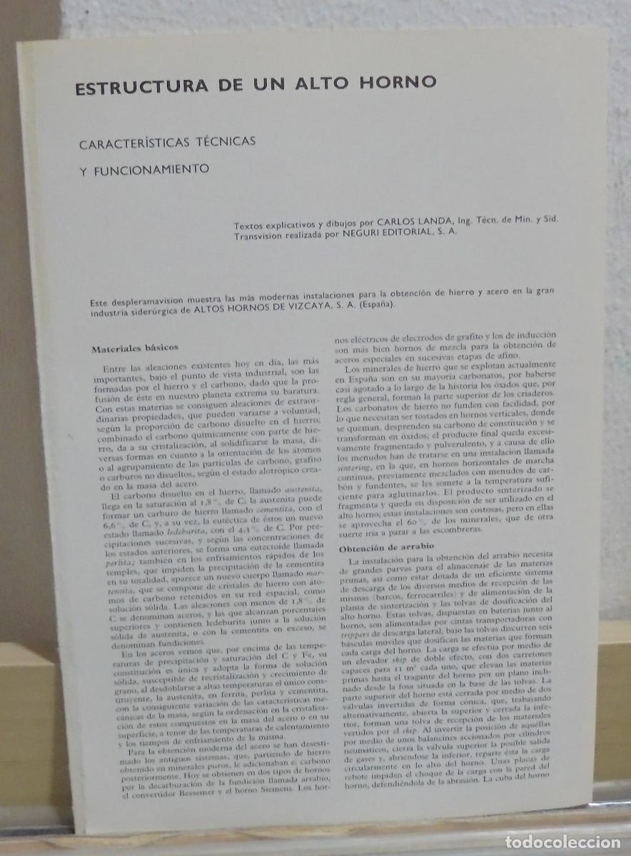 Coleccionismo: L&aacute;mina de estructura de un alto horno, 25x18 cm