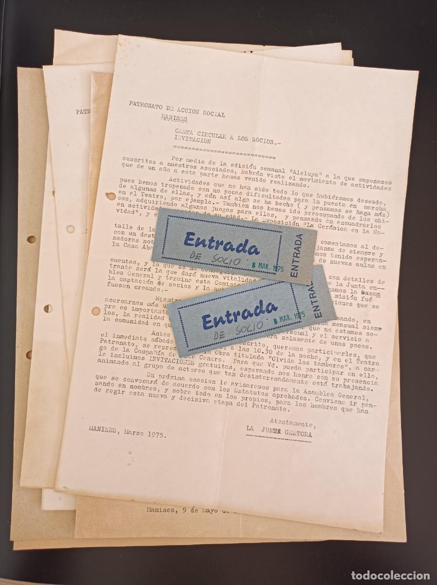 Coleccionismo: DOCUMENTOS PATRONATO ACCI&Oacute;N SOCIAL MANISES 1975