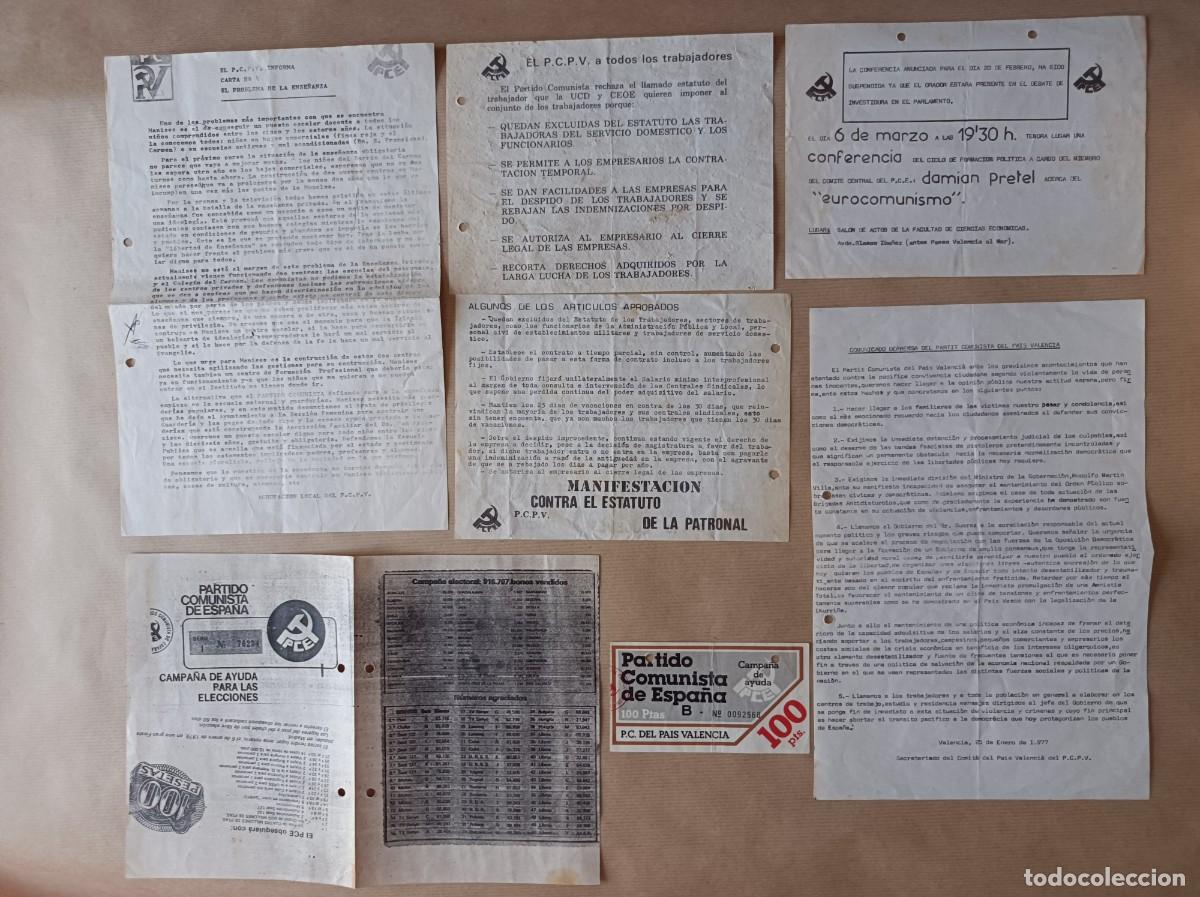 Coleccionismo: DOCUMENTOS PARTIDO COMUNISTA PA&Iacute;S VALENCI&Agrave; - &Eacute;POCA TRANSCI&Oacute;N