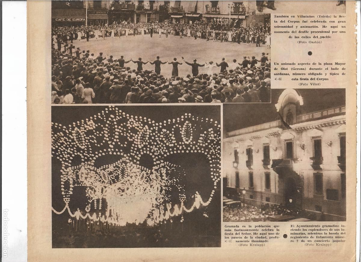Coleccionismo: A&Ntilde;O 1933 RECORTE PRENSA FIESTA DEL CORPUS CHRISTI EN GRANADA AYUNTAMIENTO ILUMINACION