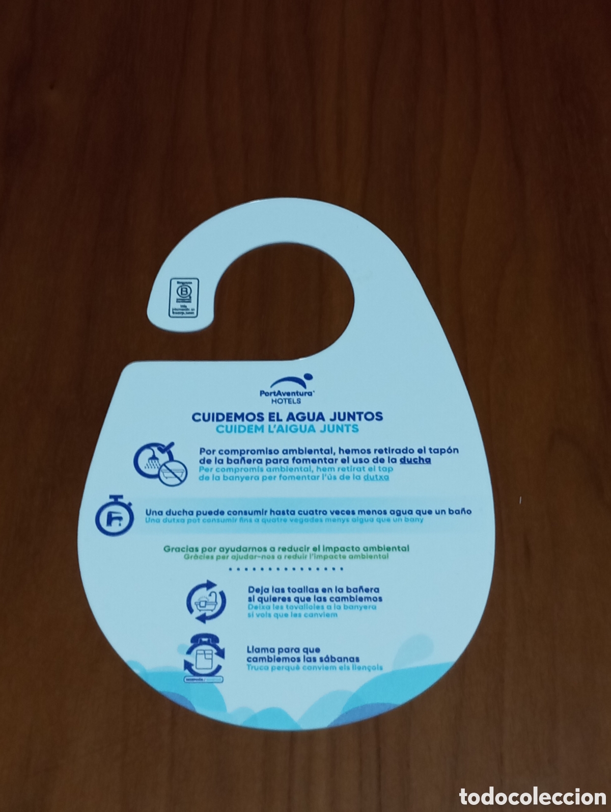 Collectionnisme: ETIQUETA TARJETA CARTEL HOTEL PORT AVENTURA - REDUCCION IMPORTE SOBRE EL MEDIO AMBIENTE RARA