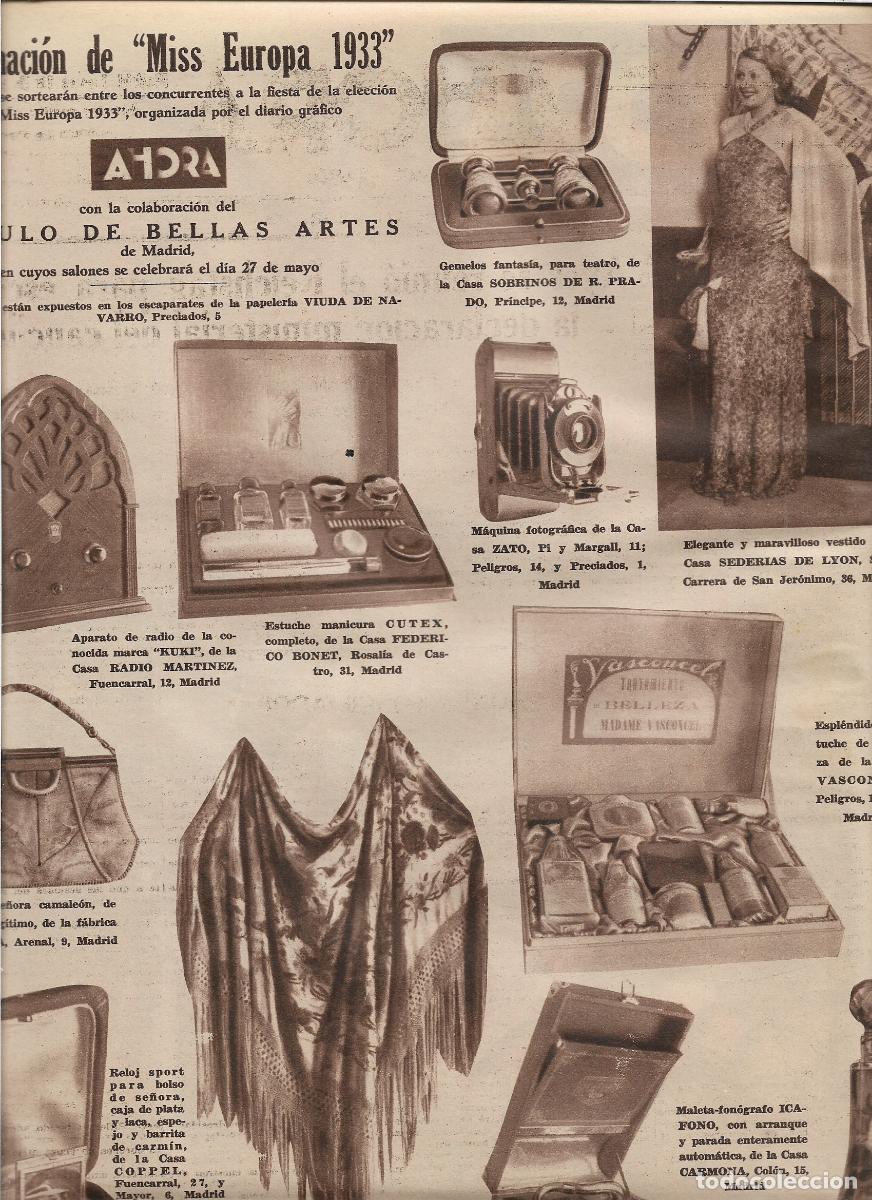 Coleccionismo: A&Ntilde;O 1933 MISS EUROPA REGALOS MANTON MANILA CASA JIMENEZ ICAFONO COLONIA CASA PEELE RELOJ COPPEL