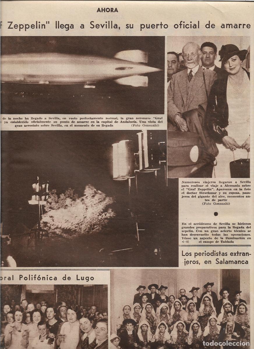 Sammelleidenschaft Papier: A&Ntilde;O 1933 RECORTE PRENSA AVIACION DIRIGIBLE GRAF ZEPPELIN LLEGA A SEVILLA SU PUERTO OFICIAL DE AMARRE