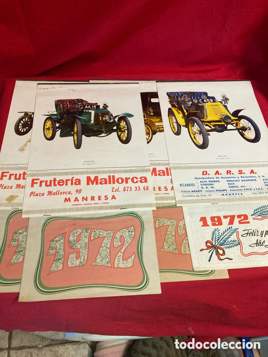 Coleccionismo: LOTE 4 CALENDARIOS 1972 - PANHARD , RENAULT, HUMBER, - FRUTERIA MALLORCA- D.A.R.S.A - MANRESA