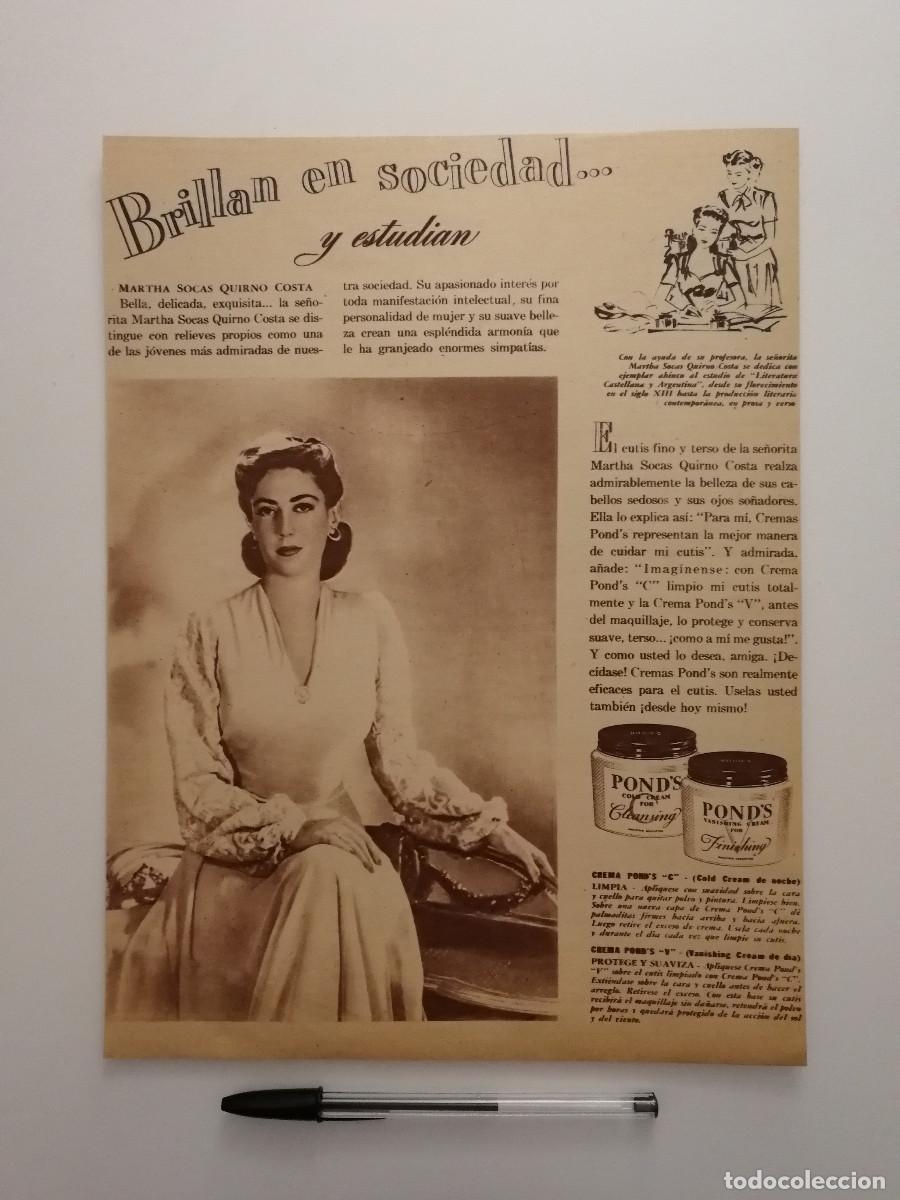 Colecionismo: ANTIGUO ANUNCIO ENCARTONADO -A4- CREMA POND'S - Martha Socas Quirno Costa - PUBLICIDAD LAMINA