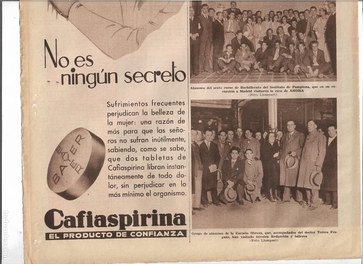 Collecting paper: A&Ntilde;O 1933 RECORTE PRENSA ALUMNOS ESCUELA OBRERA TORRES FRAGUAS EN LA CASA DEL DIARIO AHORA
