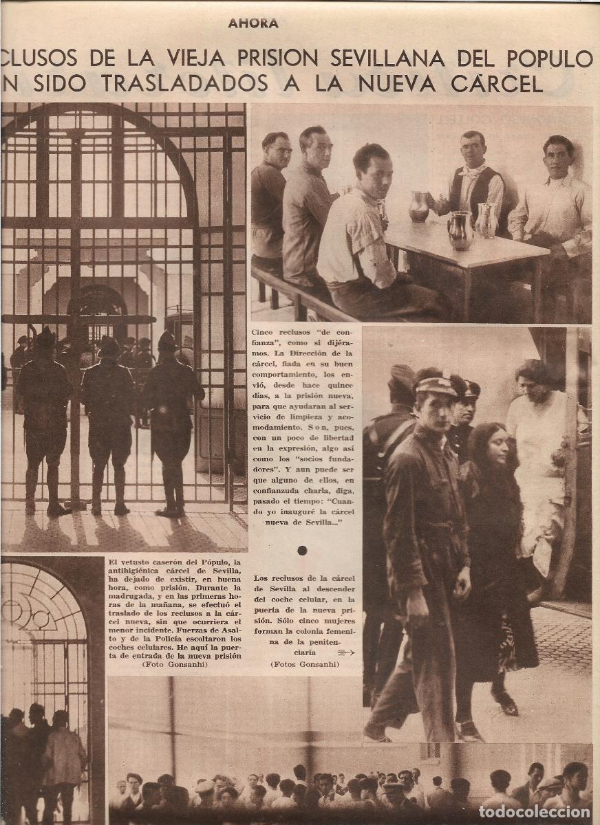Coleccionismo: A&Ntilde;O 1933 RECORTE PRENSA SEVILLA TRASLADO PRESOS CARCEL DEL POPULO A LA NUEVA PRISION