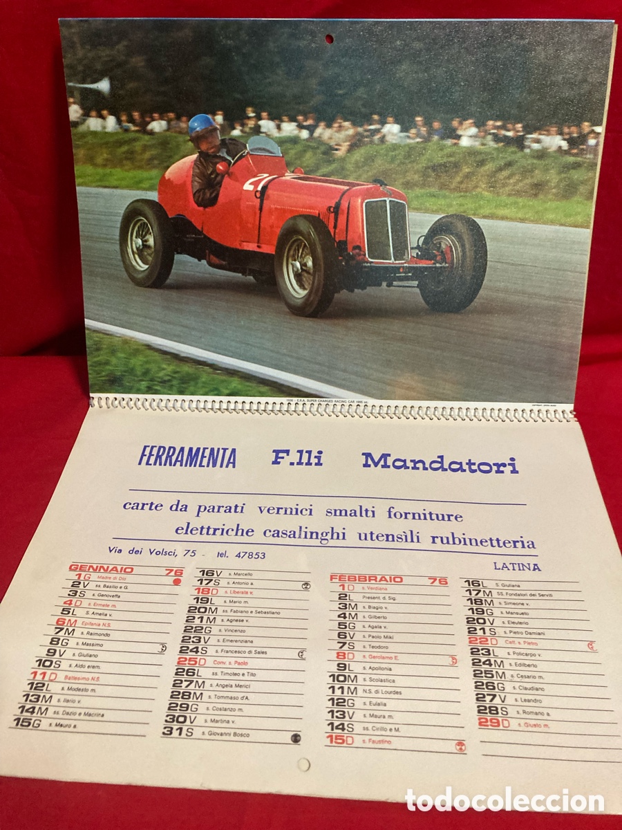 Coleccionismo: DIFICIL CALENDARIO ITALIANO 1976 - COCHES ANTIGUOS -.