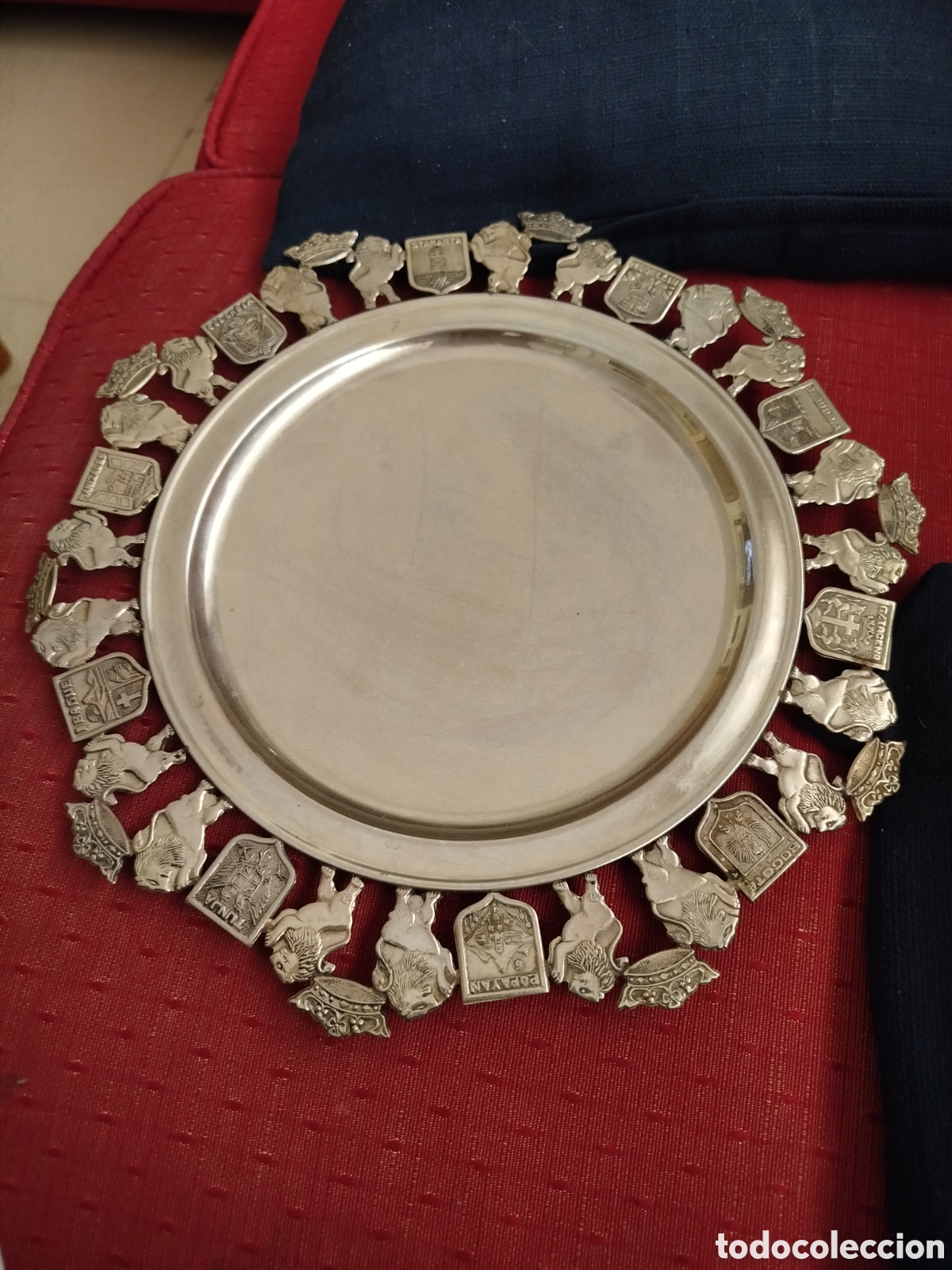 Colecionismo: Bandeja decorativa metal plateado