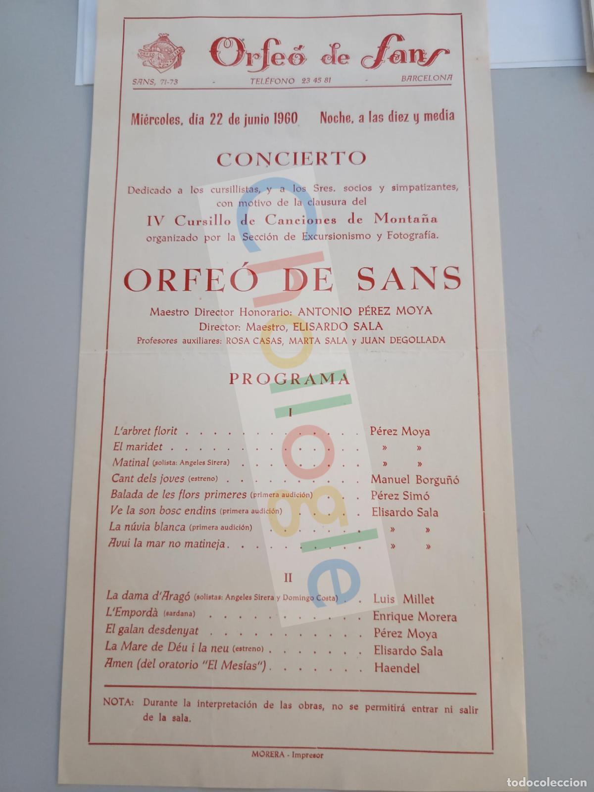 Sammelleidenschaft Papier: Programa Orfeo de Sants junio 1960