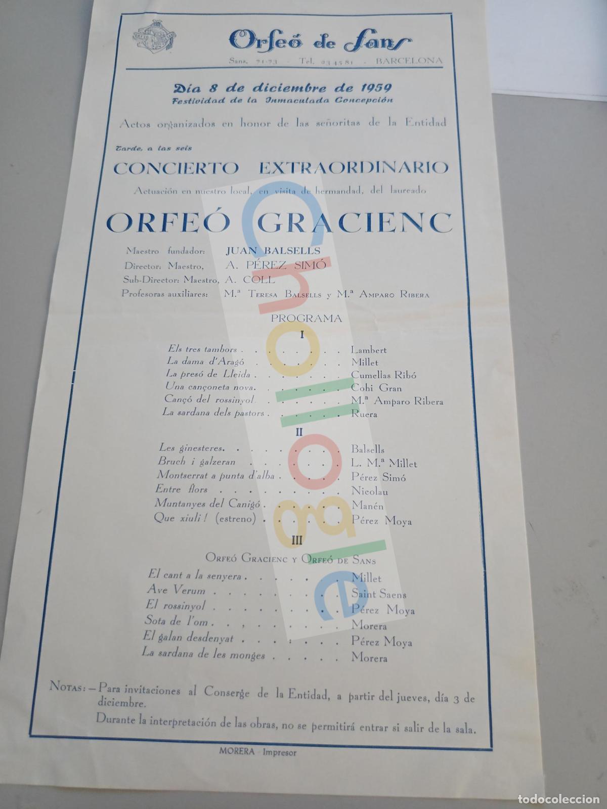 Sammelleidenschaft Papier: Programa Orfeo de Sants 8 diciembre 1959