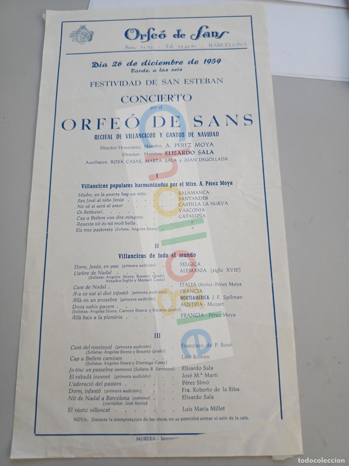 Sammelleidenschaft Papier: Programa Orfeo de Sants 26 diciembre 1959