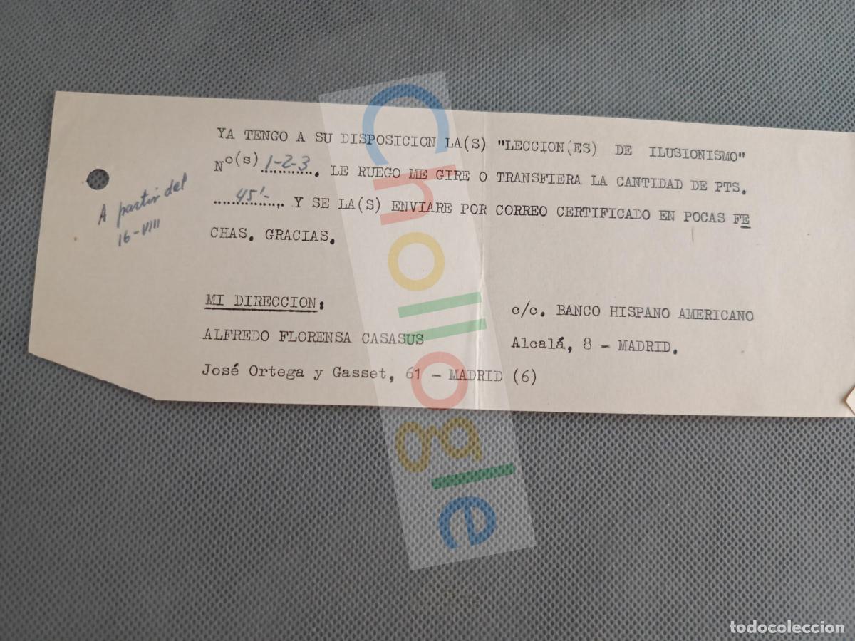 Sammelleidenschaft Papier: nota de Alfredo Florensa magia ilusionismo