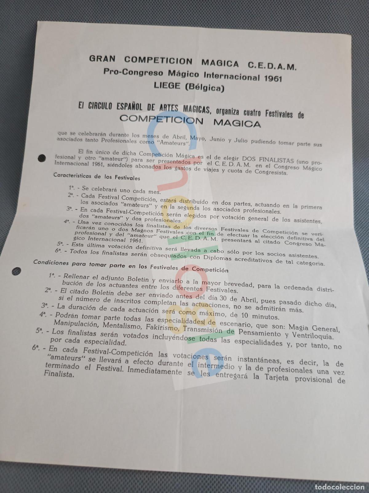 Sammelleidenschaft Papier: Competici&oacute;n m&aacute;gica CEDAm 1961