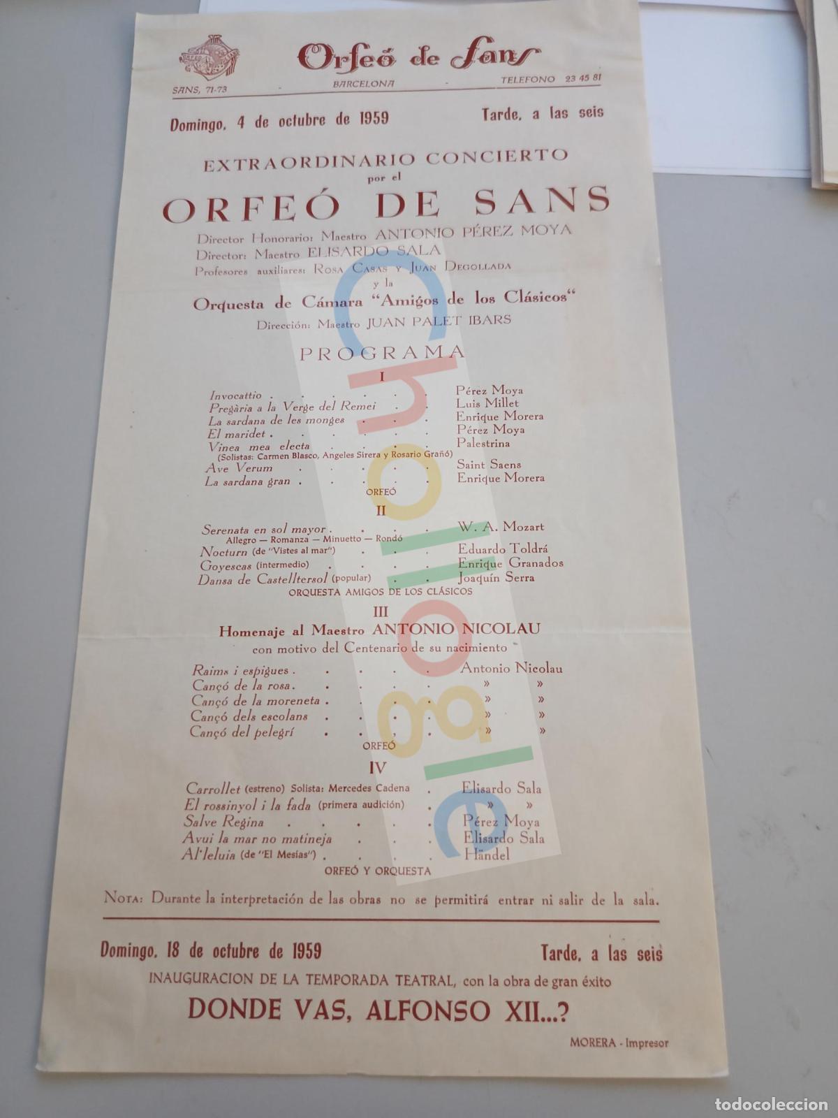 Sammelleidenschaft Papier: Programa Orfeo de Sants octubre 1959