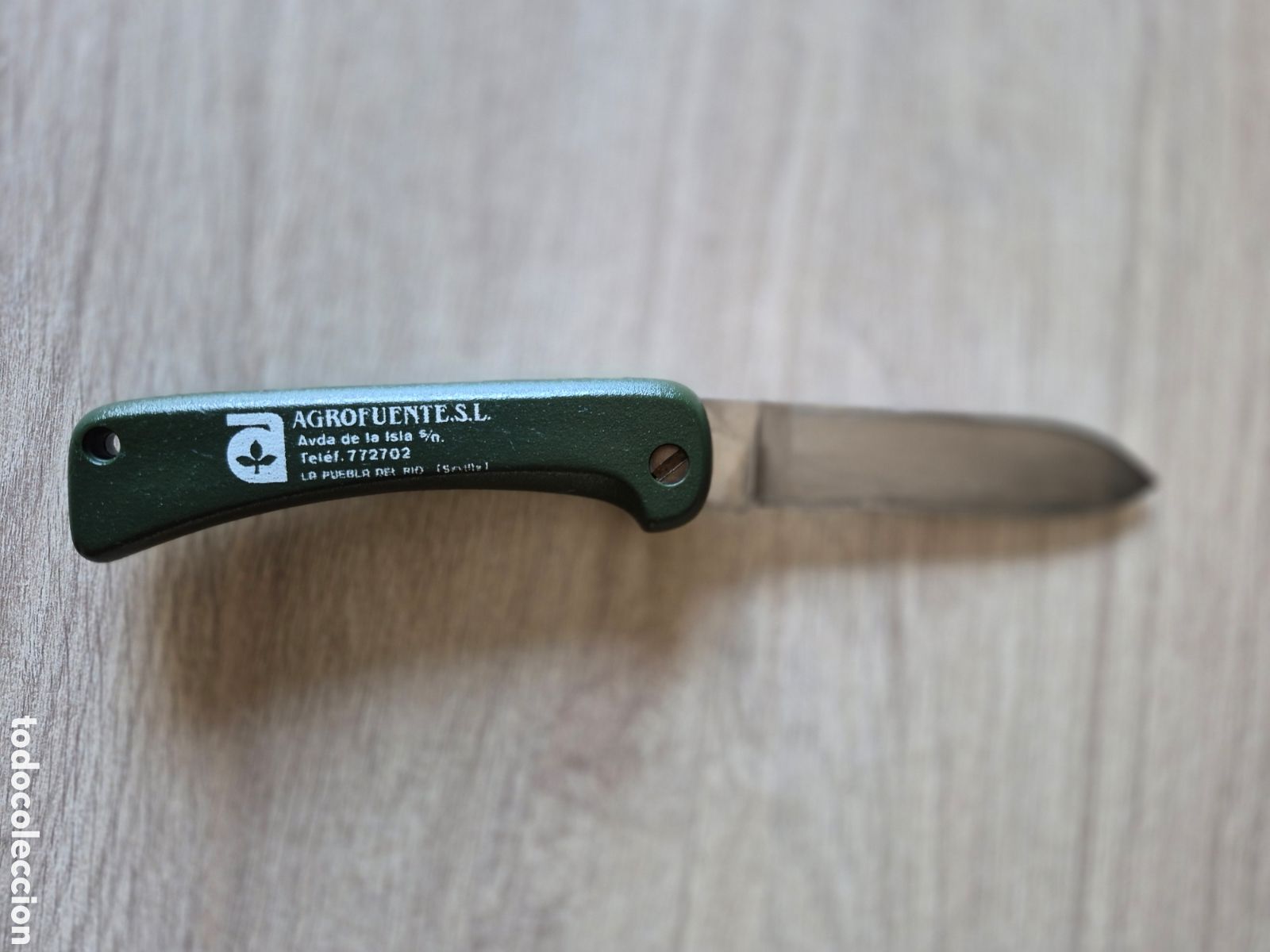 Coleccionismo: Navaja Aitor Verde - Publicidad de GROFUENTES S.L. La Puebla del R&iacute;o - Sevilla - 10,5 cm. Escasa