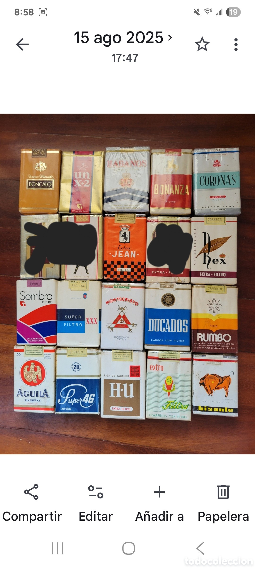 Colecionismo: Lote 17 cajetillas tabaco a&ntilde;os 80
