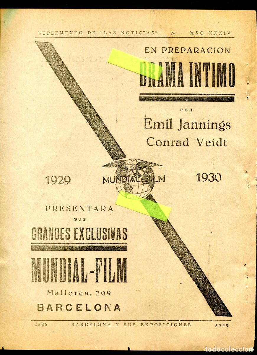 Coleccionismo: RECORTE DE PRENSA A&Ntilde;O 1929 EXPOSICION DRAMA INTIMO EMIL JANNINGS CONRAD VEIDT MUNDIAL FILM