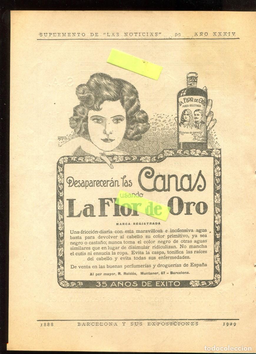 Coleccionismo: RECORTE DE PRENSA A&Ntilde;O 1929 EXPOSICION CANAS TRATAMIENTO CABELLO LA FLOR DE ORO