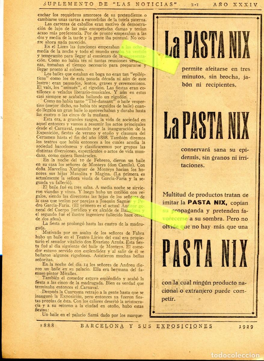 Coleccionismo: RECORTE DE PRENSA A&Ntilde;O 1929 EXPOSICION LA PASTA NIX PARA AFETARSE AFEITAR