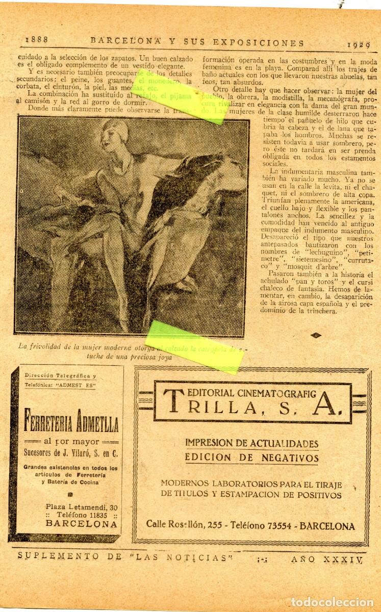 Colecionismo: RECORTE DE PRENSA A&Ntilde;O 1929 EXPOSICION FERRETERIA ADMETLLA EDITORIAL CINEMATOGRAFICA TRILLA