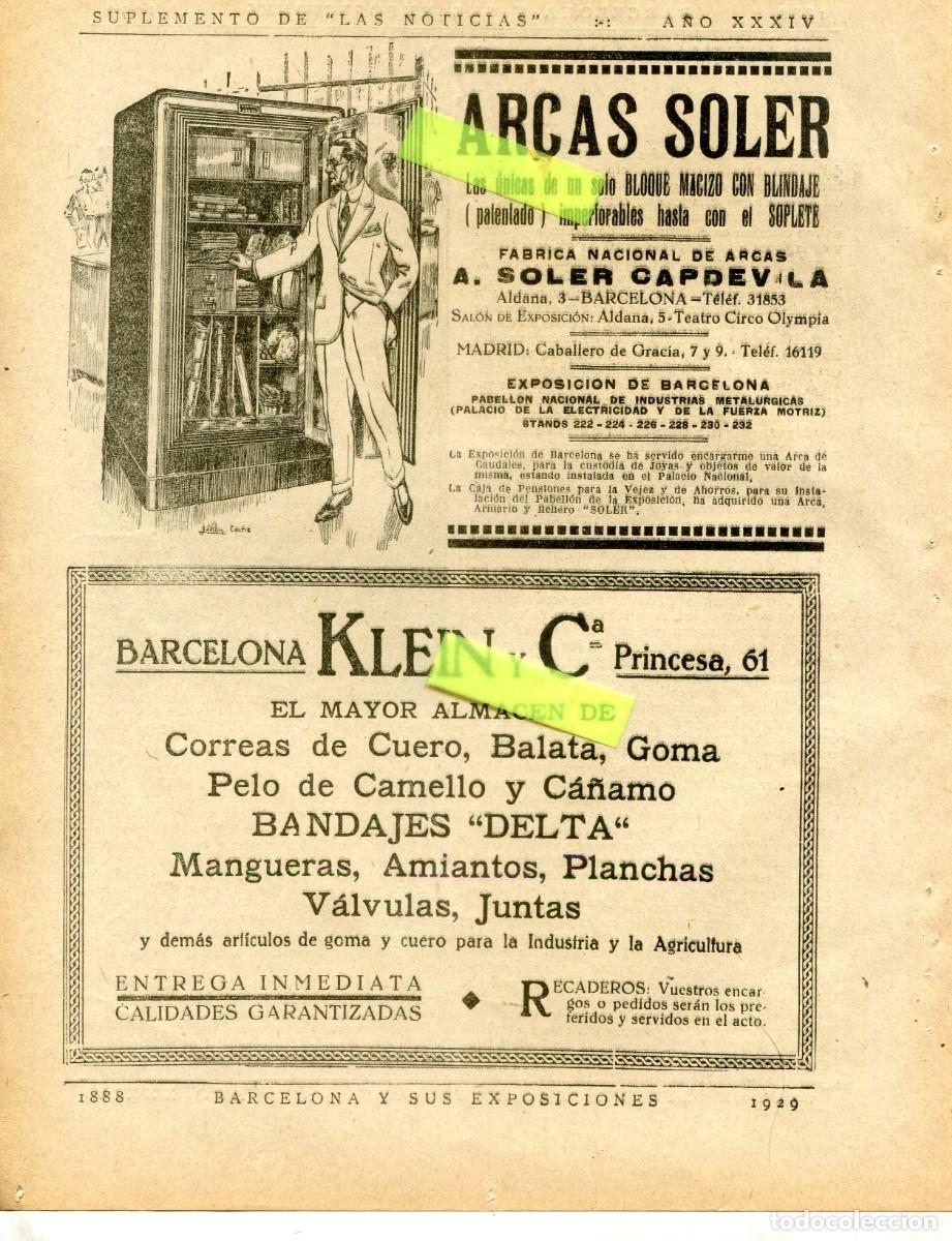Coleccionismo: RECORTE DE PRENSA A&Ntilde;O 1929 EXPOSICION ARCAS SOLER CAPDEVILA CAJAS FUERTES CORREOS KLEIN