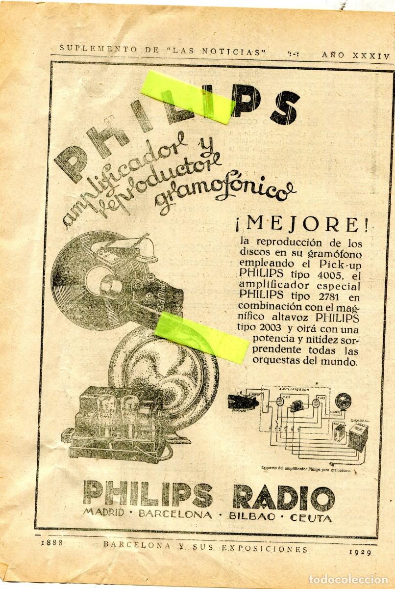 Colecionismo: RECORTE DE PRENSA A&Ntilde;O 1929 PHILIPS RADIO