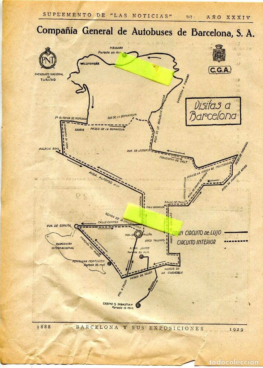 Colecionismo: RECORTE DE PRENSA A&Ntilde;O 1929 EL CIRCUITO DE LOS AUTOBUSES DE LA EXPOSICION INTERNACIONAL DE BARCELONA