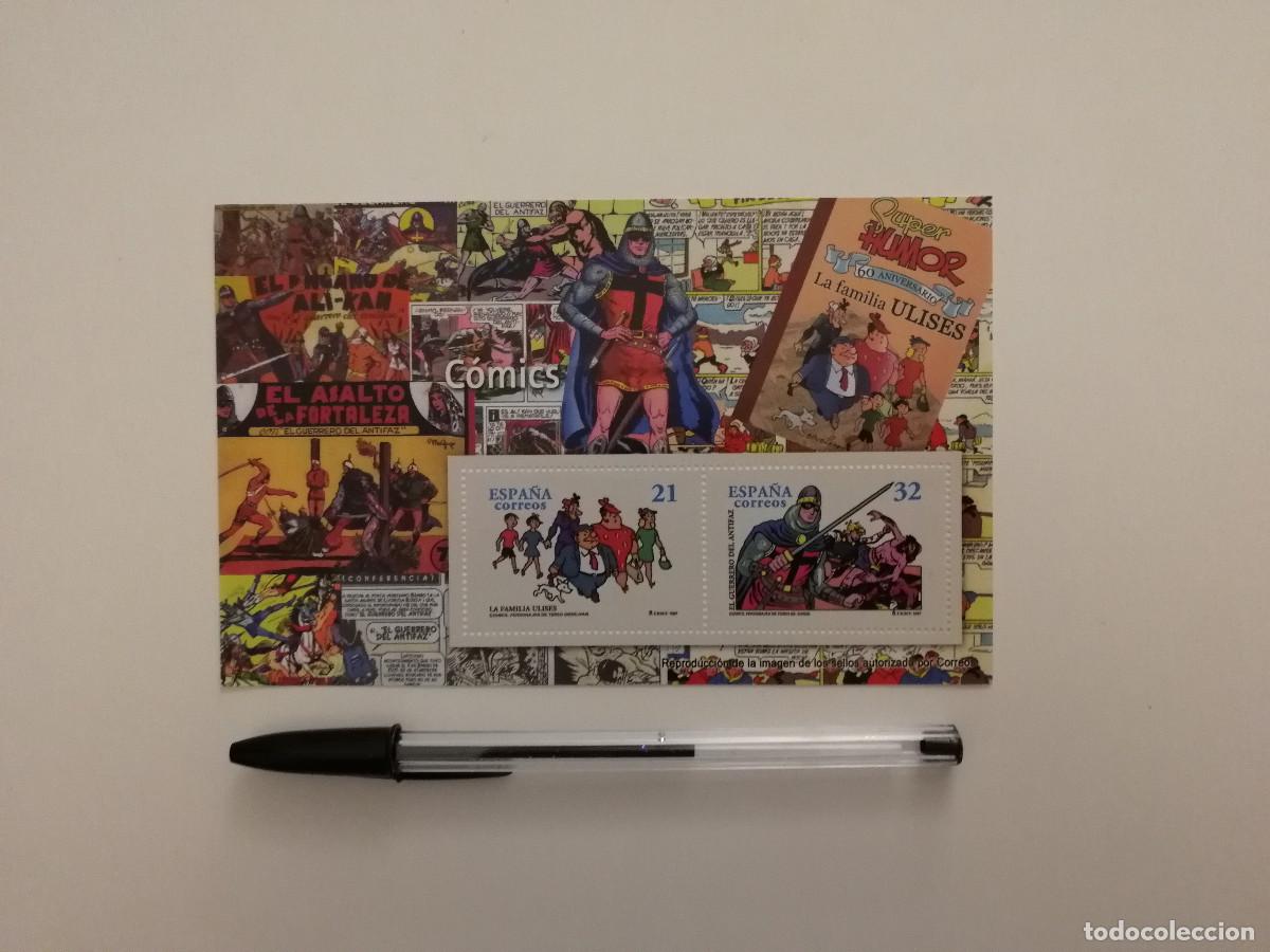 Collectionnisme: TARJETA PAPEL CON SELLOS - EL GUERRERO DEL ANTIFAZ - COMIC - LA FAMILIA ULISES