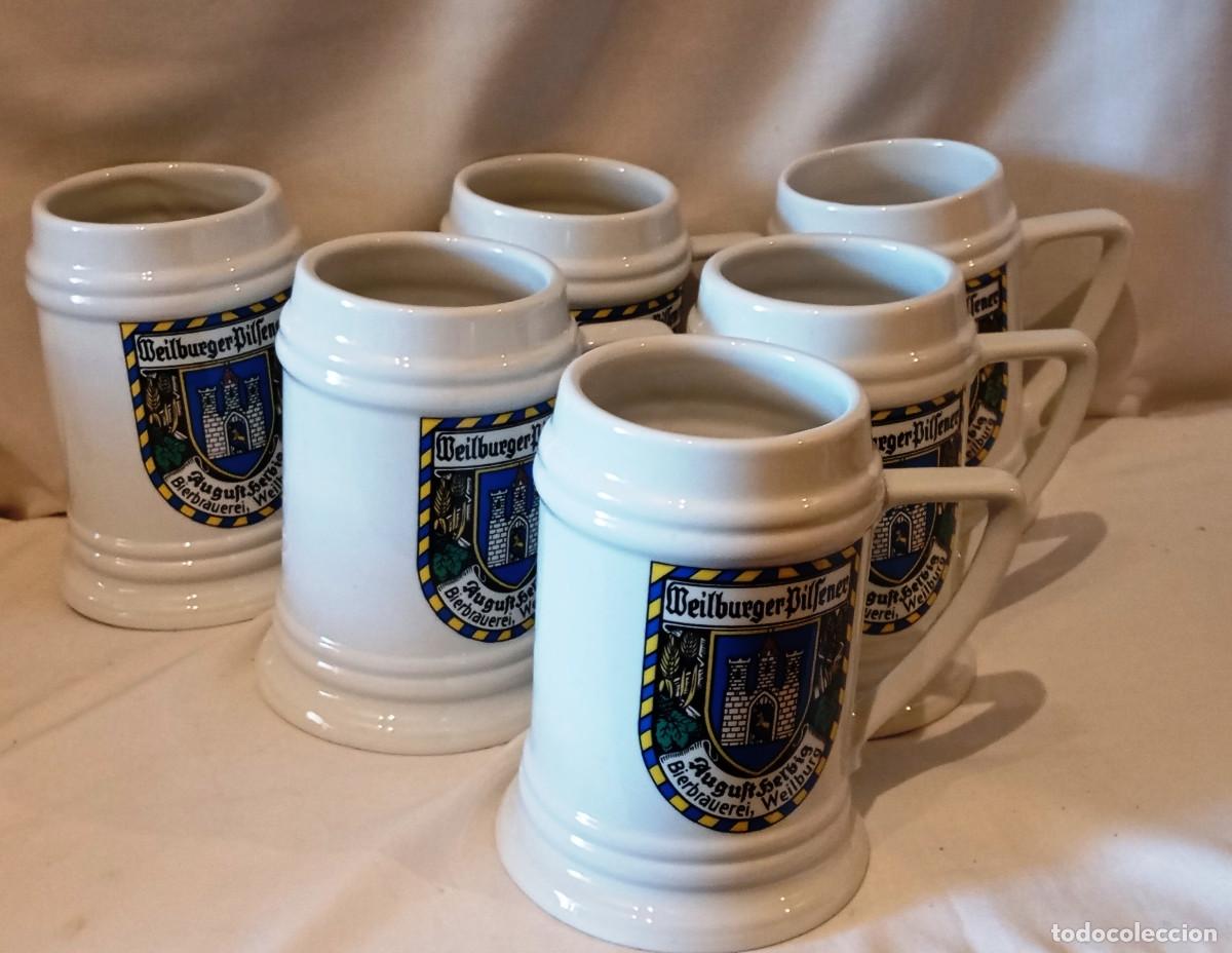 Coleccionismo: 6 Jarras Cerveza Cer&aacute;mica Weilburger Pilsener.